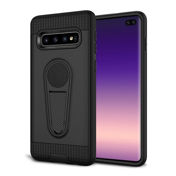 Wholesale Galaxy S10+ (Plus) Metallic Plate Stand Case Work with Magnetic Mount Holder (Black)